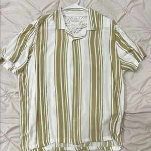Denim & Flower Men's Green and White Striped Shirt